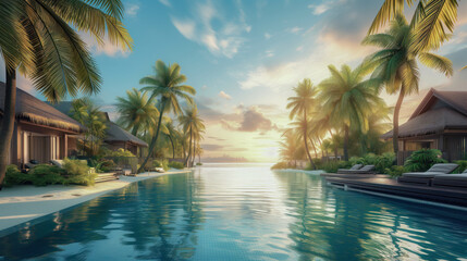 Fototapeta premium tropical resort pool