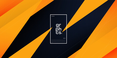 Abstract dark blue and orange triangle on dark color geometric sporty design. Modern overlap papercut futuristic background vector illustration. Eps10 vector © Naiswari Graphics