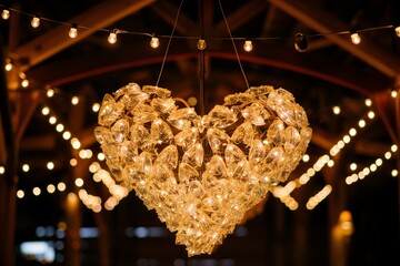 Fototapeta premium heartshaped chandelier in a wedding venue