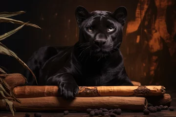 Deurstickers Black panther lying  © Ari