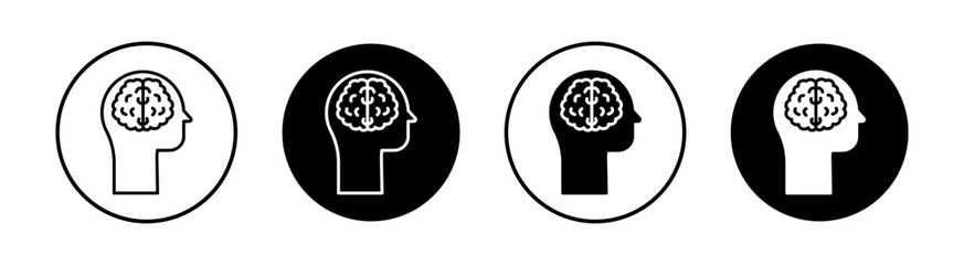 Human brain flat line icon set. Human brain Thin line illustration vector
