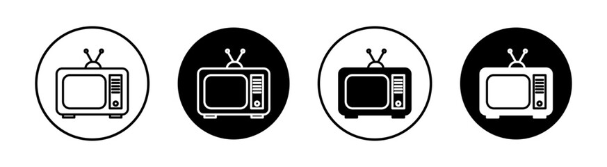 Old TV flat line icon set. Old TV Thin line illustration vector