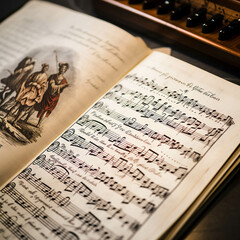 A close up view of sheet music with beautiful calligraphy