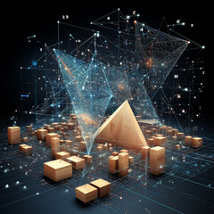 A digital rendition of a mathematical theorem being solved visually in 3D space - obrazy, fototapety, plakaty