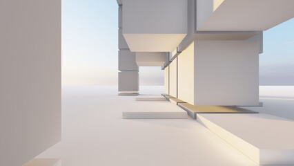 3d rendering architecture background building geometric shape