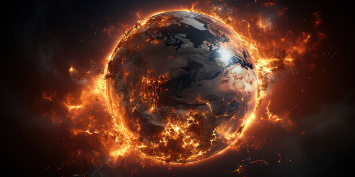 Global Warming Concept with Earth in Heat Crisis