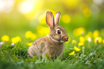 Fototapeta premium Small Rabbit Sitting in the Grass
