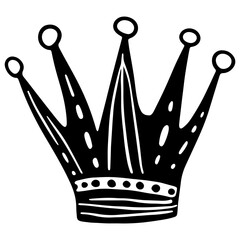 Hand down king or queen crown sketch, fellow crowned tiara, beautiful diadem and luxurious decals vector illustration - obrazy, fototapety, plakaty