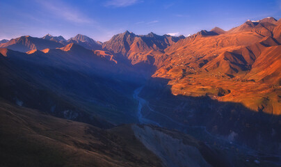 late autumn view of caucasus mountains