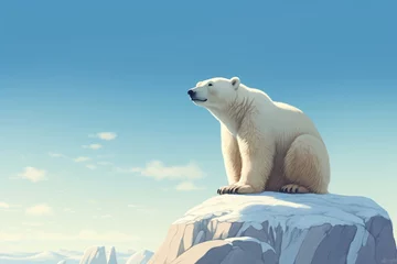 Foto op Plexiglas a polar bear sitting on a rock © Roman