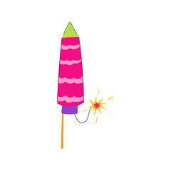 party firework rocket cartoon vector illustration