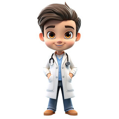 Fototapeta premium A 3d cartoon illustration kid on transparent png background