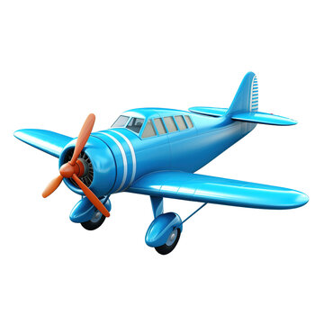 A 3d cartoon render aeroplane on transparent png background