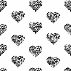 Heart vector illustration seamlessly blending black and white on a white background