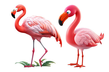 a 3d cartoon illustration flamingo on transparent png background