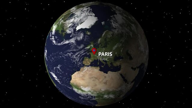 Zooming Into Earth to Paris, France. Map source from NASA Earth Observations (NEO)