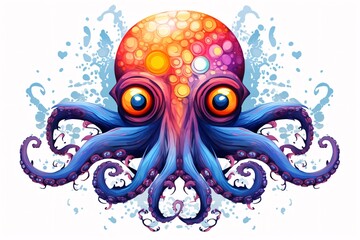 a colorful octopus with blue and orange tentacles