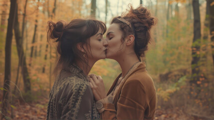 Fototapeta premium Two girls kissing 