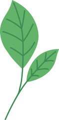 Flat Style Leafy Branch Illustration