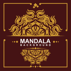 Golden frame with mandala art background