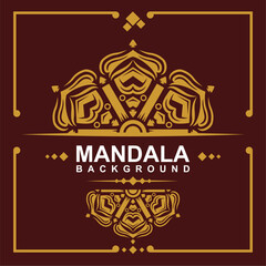 Golden frame with mandala art background
