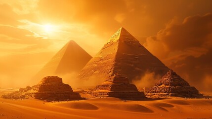 Egyptian Pyramids in Orange