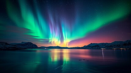 Naklejka premium Northern Lights Night Sky