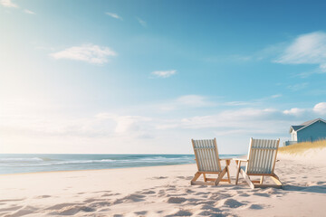 Fototapeta premium armchair on beach in summer. light in morning.