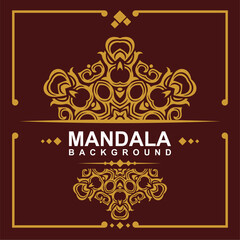 Golden frame with mandala art background