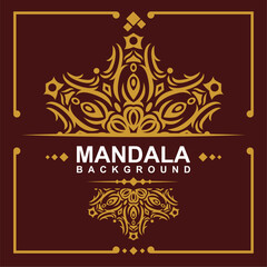 Golden frame with mandala art background