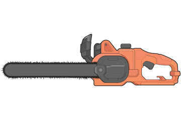 Chainsaw isolated illustration, vector art, Chainsaw vector, petrol chain saw, modern chainsaw, art concept, vector.