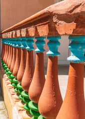 Old columns on the balcony