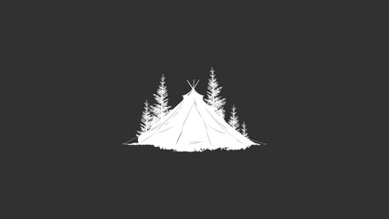 tent in the forest without background
