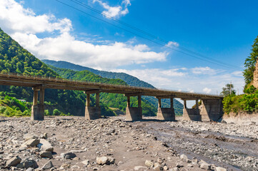 A bridge across the Kurmukhchay River near the village of Ilisu in Azerbaijan