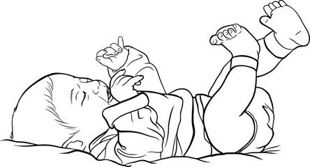 Newborn baby realistic outline vector illustration