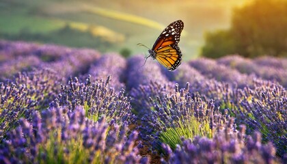 Lavender field with butterfly
