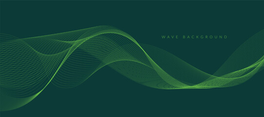Abstract vector background with smooth color wave. Smoke wavy lines. Vector dark green waves background	 - obrazy, fototapety, plakaty