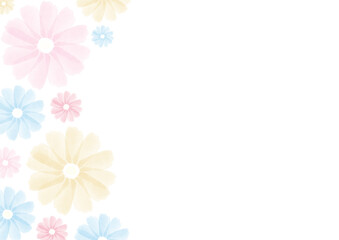 Fototapeta na wymiar 水彩のカラフルな花の背景イラスト
