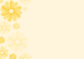 Fototapeta na wymiar 黄色の背景に水彩のオレンジ色の花の背景イラスト