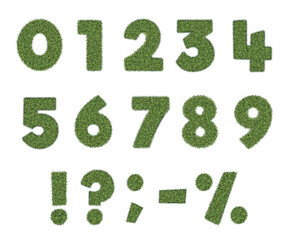 numbers with green grass texture realistic vector