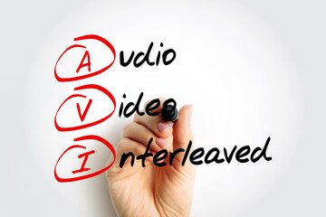 AVI - Audio Video Interleaved acronym, technology concept background