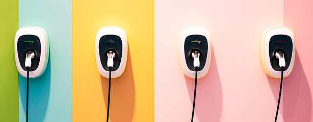 A charger Chargers for electric vehicles (EV) - obrazy, fototapety, plakaty