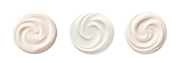 set cosmetic smear cream texture on transparent background