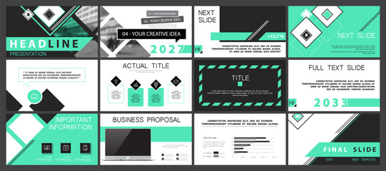 Business presentation template. Set, design elements of infographics, white background. Flyer, postcard, corporate report, marketing, powerpoint, banners. Slideshows, annual report.Vector illustration
