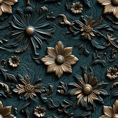 Seamless abstract flowers texture with ornament pattern background