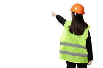 PNG, Asian girl in the role of construction worker, isolated on white background.