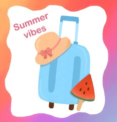 summer traval concept. illustration on transparent background