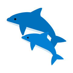 Fototapeta premium シンプルなかわいいイルカのイラスト 親子