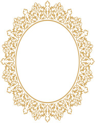 
Vector illustration for border ornament design pattern on frame, oval shaped, gold color. Great for use in frames, decorations, calligraphy, etc