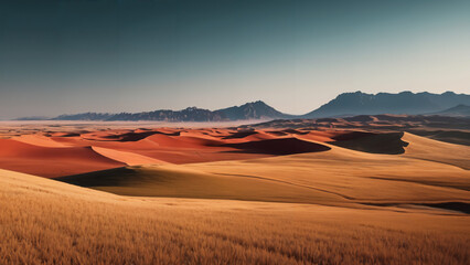 Fototapeta na wymiar desert with mountains in the background, 